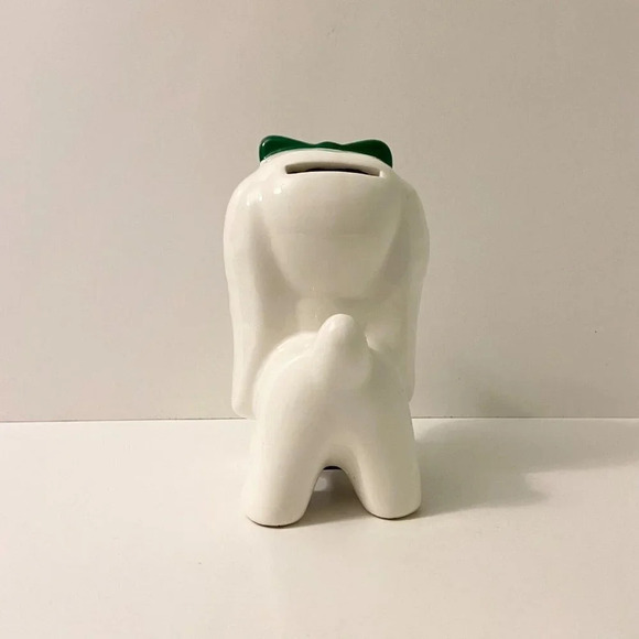 Vintage Giftcraft Dog Coin Bank Green Bowtie 6 Inch Tall Puppy  Figurine Taiwan - Picture 3 of 16